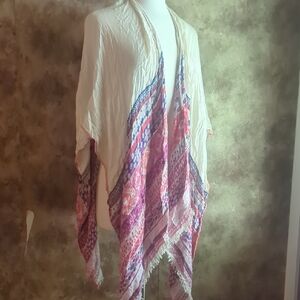 Bohemian Fringe Kimono with Pink and Purple Patterns